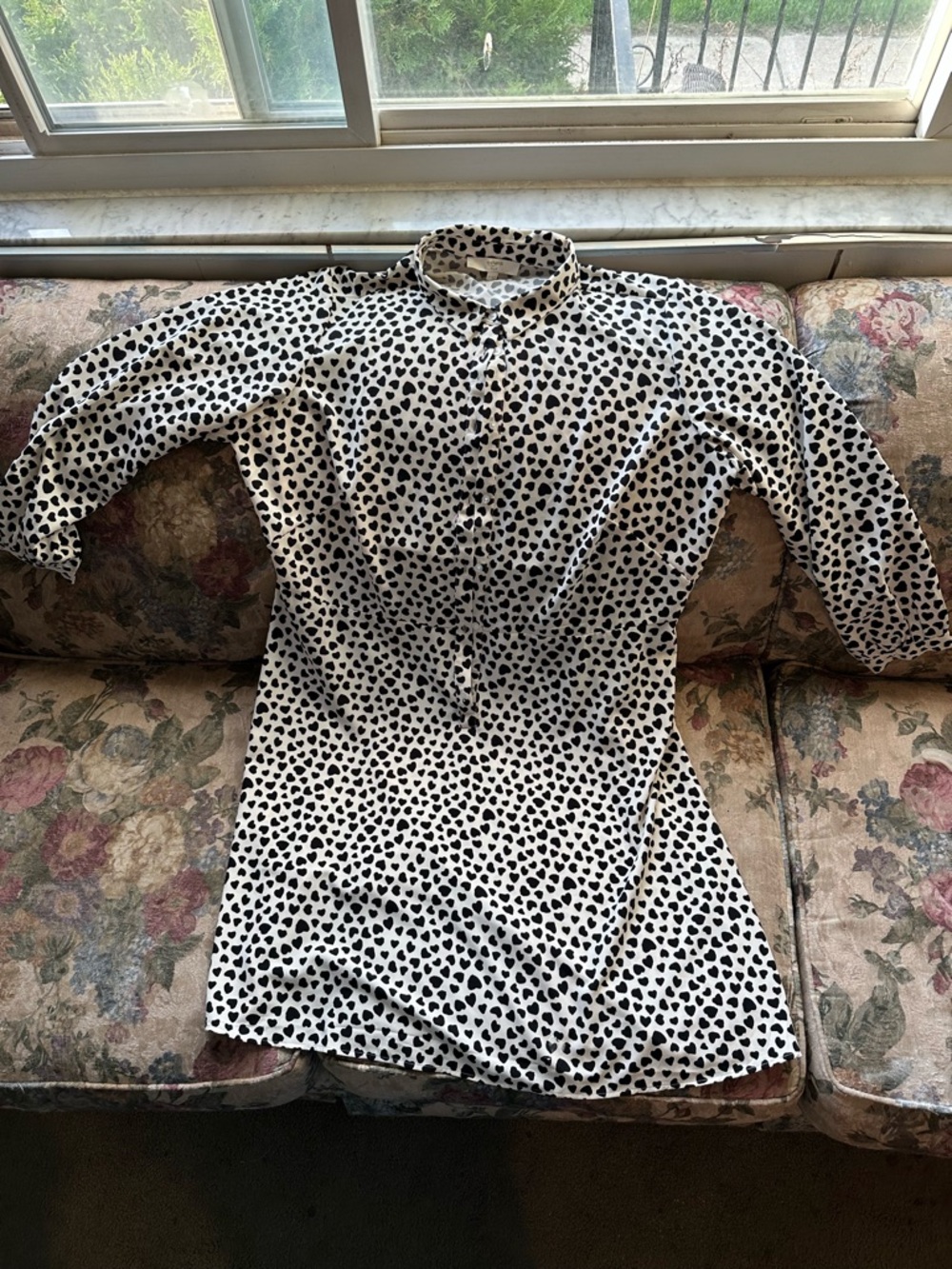 LOFT plus 20W Heart Printed collared button up shirt dress